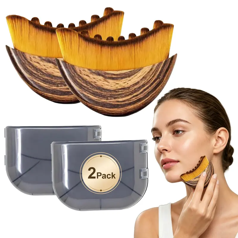Drawhoney 2-Pieces Face Brush - Sensitive-Safe Ultra-Soft Bristles Lymphatic Drainage Tool, Durable Ergonomically Designed Jawline & Chin Sculpting Dry Massager for Adults' Daily Facial Fatigue Relief, Enhances Product Absorption & Supports Skin Wellness