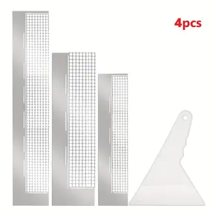 Diamond Drawing Ruler Set 4 Pieces Stainless Steel Grid Rulers 5D Diamond Drawing Tools with 240/360/520 Blank Grids DIY Accessories Diamond Art Tools