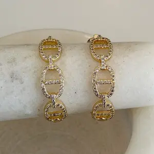 25mm CD Chain Hoop Earrings