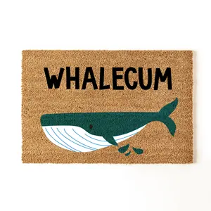 Whalecum Door Mat, Funny Whale Doormat, New Home Decor, Beach House Decor, Housewarming Gift, Beach Doormat, New Home Gift, Cool Gifts, Colorful Doormat, Front Door Mat