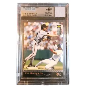 Cal Ripken Jr Baltimore Orioles Game-Worn Swatch "dated 9/9/2001," Retirement Season - 1996 Upper Deck Collector's Choice "Ripken Collection" #10 Mint Card, By Jersey Fusion