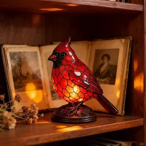 Hand-Painted Resin Sparrow Lamp, Bird Statue Light for Bedside Table Living Room Bedroom Lighting Home Decor, Unique Animal Decoration, Decorative Light, Ambient Night Lamp