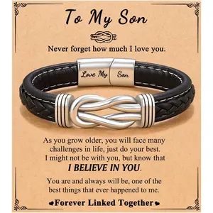 To My Son/Grandson/Nephew Bracelet, Gifts for Teens Boys Men Inspirational Bracelet for Birthday Confirmation Graduation Back to School Christmas Gifts