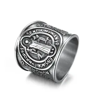 St. Benedict's exorcism holy brand stainless steel ring ring, domineering exorcist finger