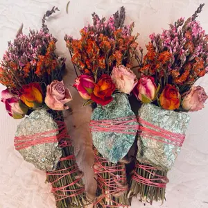 Fuchsite, Rosemary, Sage and Lavender Smudge Stick for Spiritual Healing