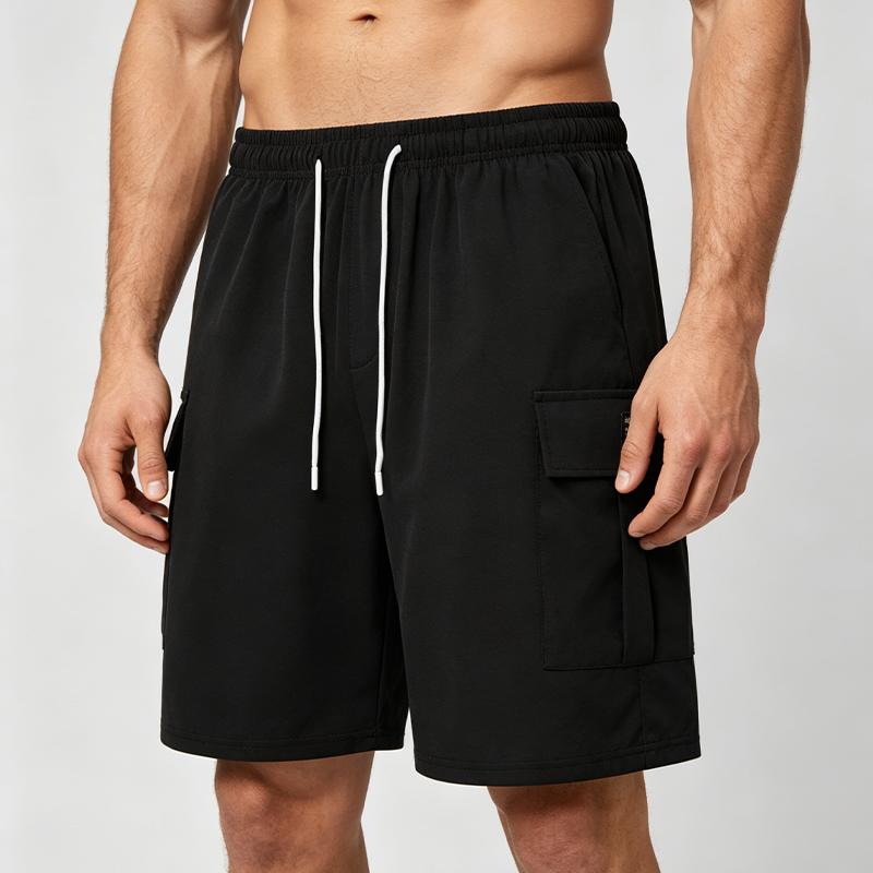 Men's casual cargo shorts | Elastic waistband, drawstring design, pocket style for everyday wear