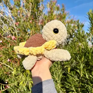 Crochet sunflower turtle plush
