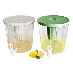 TUZZAN 2PCS of Drink Dispensers for Fridge, 1.2 Gallon(4.5L) Beverage Dispenser with Spigot, Cold Brew Pitcher,  Drink Container for Iced Tea, Juice Container, Round, TCBM004