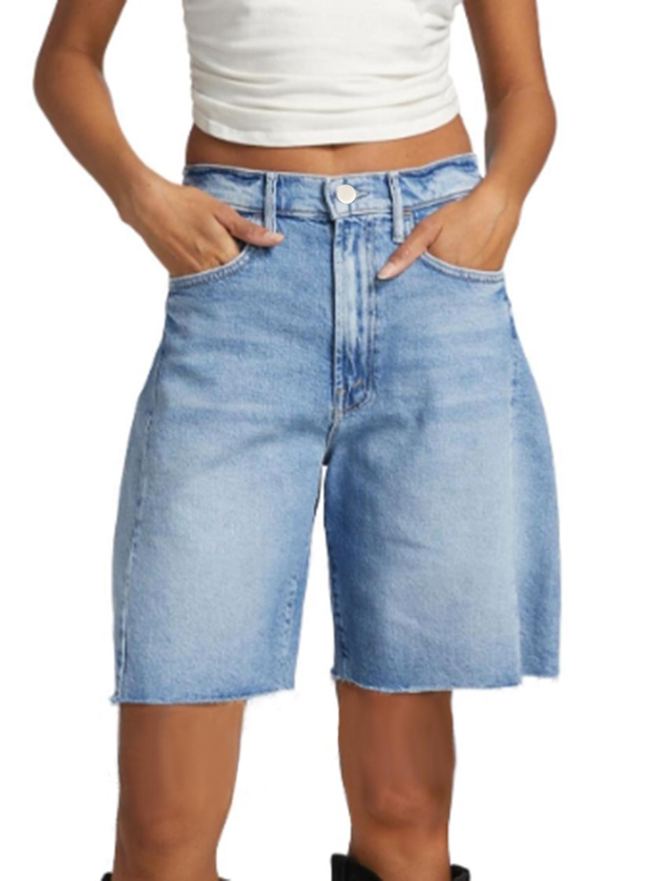 Aswulk Women's Jorts Baggy High Waisted Jean Shorts Ripped Denim Bermuda Shorts Y2K Shorts