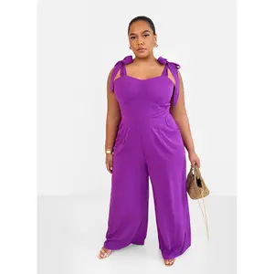 Selma Tie Strap Corset Wide Leg Jumpsuit - Purple