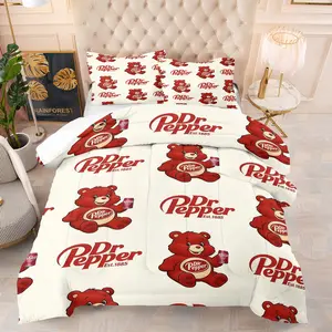 Dr Pepper Themed Comforter Set (Including 1 Quilt And 1-2 Pillowcases), Cute Patterned Bedding, Bedding Sets, Suitable For Decorating Bedrooms For Teenagers And Adults