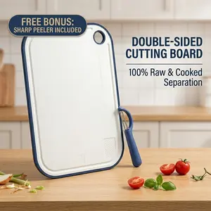 Gourmetop BPA-Free Meal Prep Duo Set - Non-Slip Cutting Board & Stainless Steel Vegetable Peeler, 1-in-1 Kitchen Prep Tool for Chopping, Slicing, Dicing, Easy Cleaning & Space-Saving Storage -B Knives