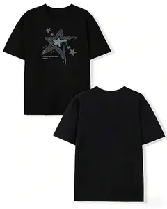 Distressed Star Graphic T-Shirt "Stars Don't Need To Be Perfect" Streetwear Tee for Men Women Teens Y2K Aesthetic Unisex Fit Classic Black Cotton Top - Menswear