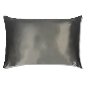 PURE SOL. Beauty Sleep Happy 100% Mulberry Silk Pillow Case - Silver