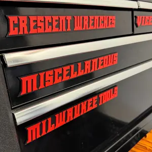 Custom 3D Printed Toolbox Labels (Set of 5) - Magnetic Tool Drawer Tags - Personalized Garage & Shop Organization