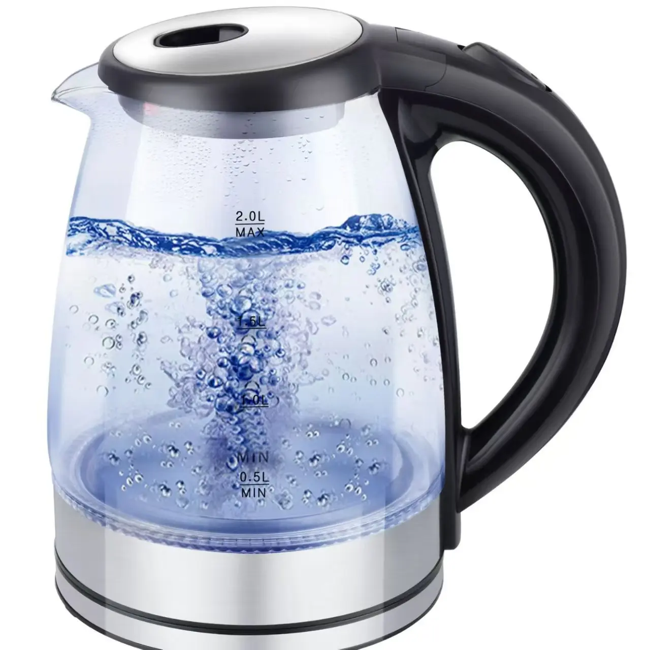 Electric Glass Kettle with Auto Shut-Off, 1.8L Capacity, 1000W Fast Boil, BPA-Free, Stainless Steel Inner Lid & Base, Blue LED Indicator, Easy Clean, Cord Storage