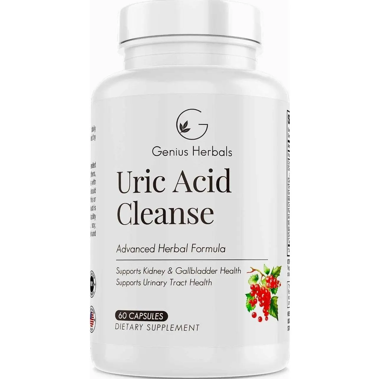 Genius Herbals Uric Acid Cleanse – Supports Kidney, Liver, Gallbladder & Urinary Tract Health, Advanced Herbal Formula - 60 Capsules
