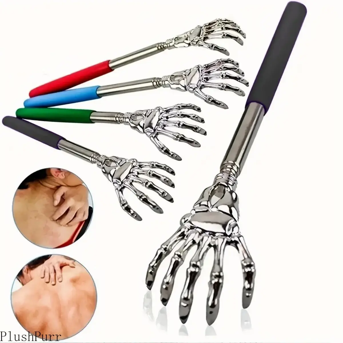 Telescoping Back Scratcher, Compact Stainless Steel Body Care Tool with Soft Rubber Hand Grip, Portable & Adjustable Reach up to 23in for Holiday Gifting