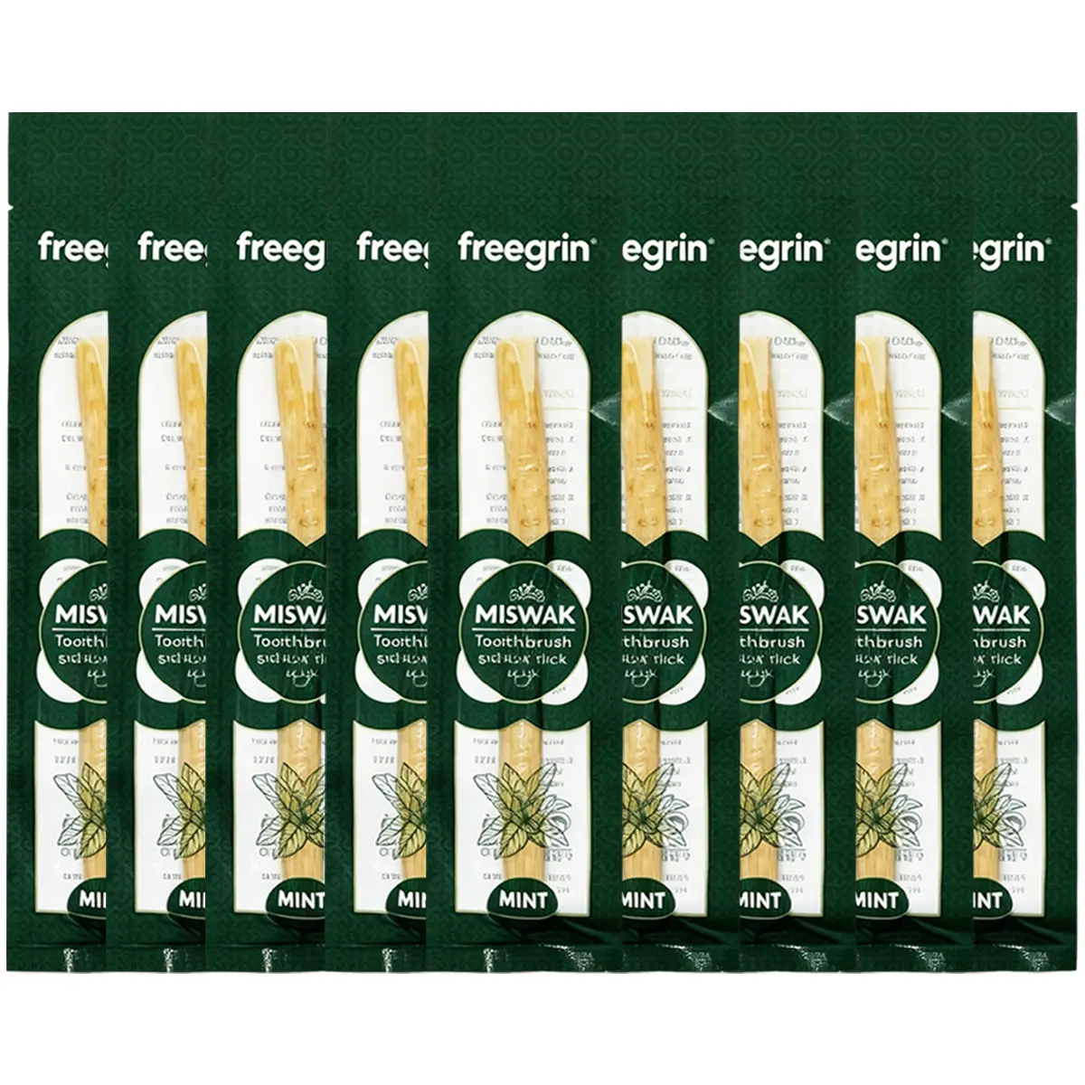 Freegrin Natural Miswak Sticks Toothbrush - Vacuum Sealed Mint Flavor from Original Authentic Arabic Plants- for Healthy Gums, Teeth, and Fresher Breath,Oral, Traditional,   natures  Cleanser care