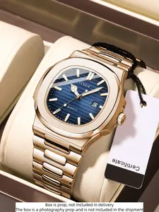 Fensir Men's Quartz Watch, Square Analog Dial, Casual Business Style, Waterproof Calendar, Fashionable Student Watch, Birthday Gift, Waterproof Feature, Square Face Design, Quartz Movement, Business Ready