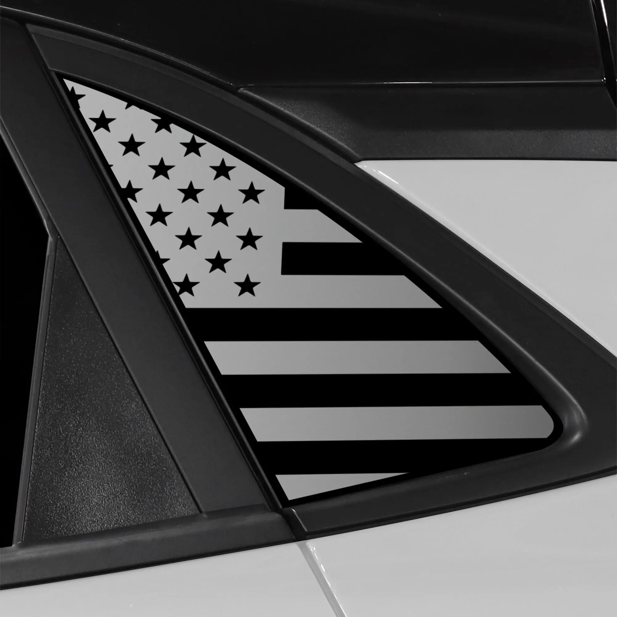 American Flag Quarter Window Decal for Hyundai Kona 2018-2023 – Precut Matte Black Vinyl