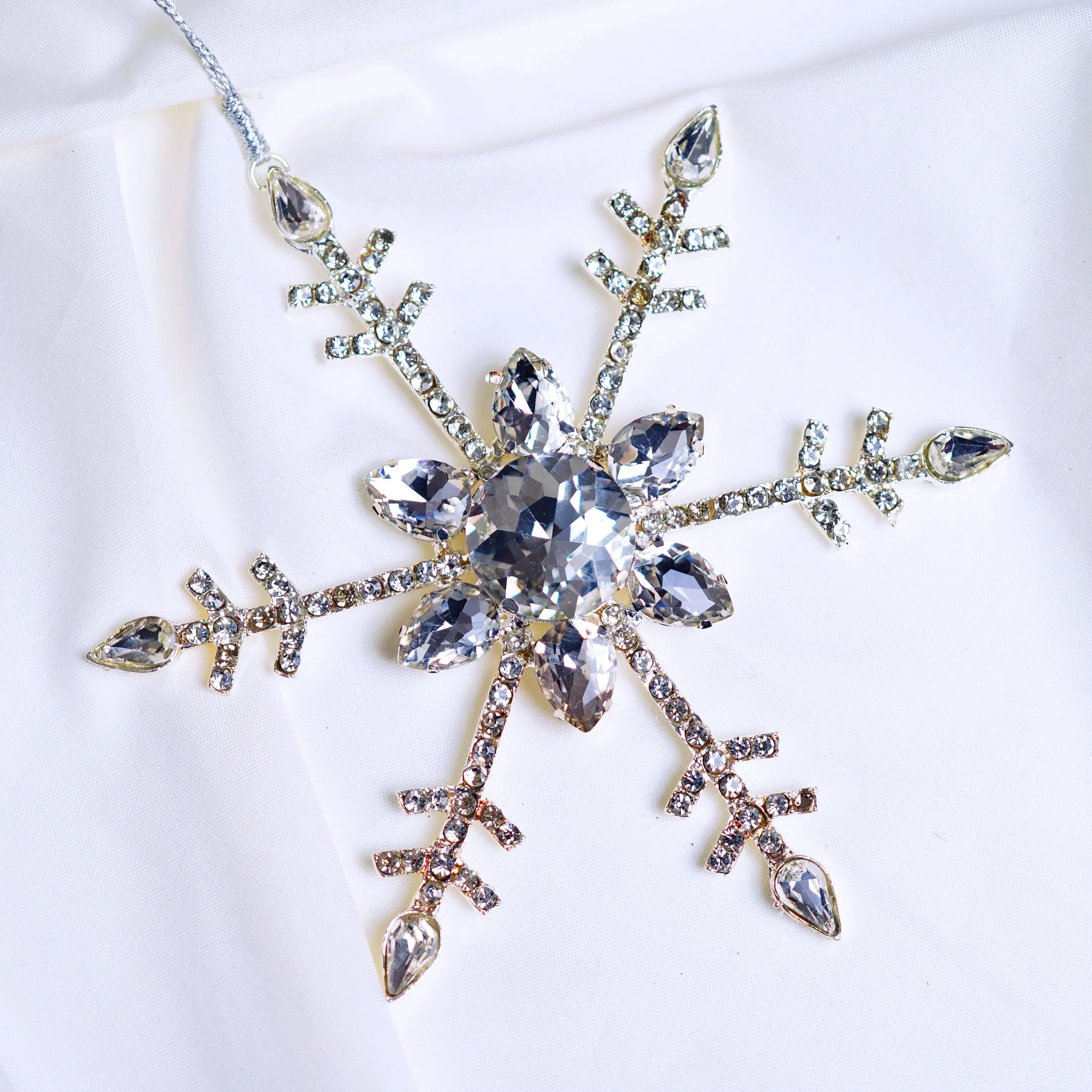 4" Silver Snowflake Ornament Set Of 6