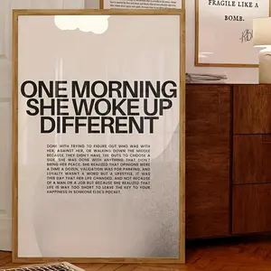 Print Painting, 1pc Inspirational Female Empowerment Quote Canvas Print - "One Morning She Woke Up Different" Motivational Wall Art for Living Room, Bedroom, or Office Decor - High-Quality Fabric, Modern Design, Perfect Gift for Women