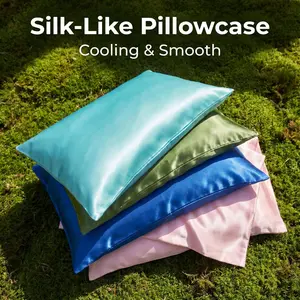 [Summer Vibes] NTBAY 2 Pieces Silky Satin Pillowcases - Ultra Soft Microfiber Fabric Pillow Covers, Frictionless Skin-Friendly & Anti-Acne for Hair and Skin, Luxurious Satin Pillow Cases with Envelope Closure