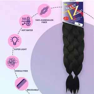 Pre-Stretched Braiding– 48 Inch Long Unfolded – 6 Bundles Total – Xpression 100% Kanekalon– TZ Braid Hair Extensions – Pre-Cut and Pre-Combed Synthetic Hair (1B) 100+ bought in past month