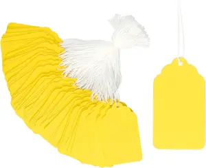 Yellow Paper Gift Tags  500 Pcs, 2.76" X 1.69 Writable Labels String Merchandise Hang Tags No brand