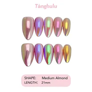 Tanghulu Nails-Chrome Collection/Handmade Press On Nails/ Almond / Medium 21mm