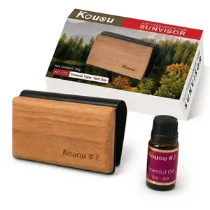 Kouou Car Air Freshener Set Magnetic Wood Diffuser with 4 Essential Oils