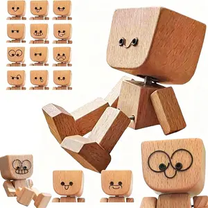 Shakeable Decorative Wooden Figurine, Car Dashboard Design, Easy Placement, Shaky Legs, Perfect for Any Position, Stylish Ornament