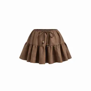 Cider Suede Low Rise Knotted Beaded Rara Mini Skirt