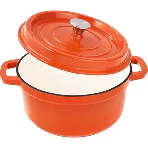 Enameled Cast Iron 6.5 Quart Dutch Oven Pot with Lid, Dual Handles, Pre-Seasoned Cookware, Orange, Heavy-Duty, Oven Safe Up to 500F
