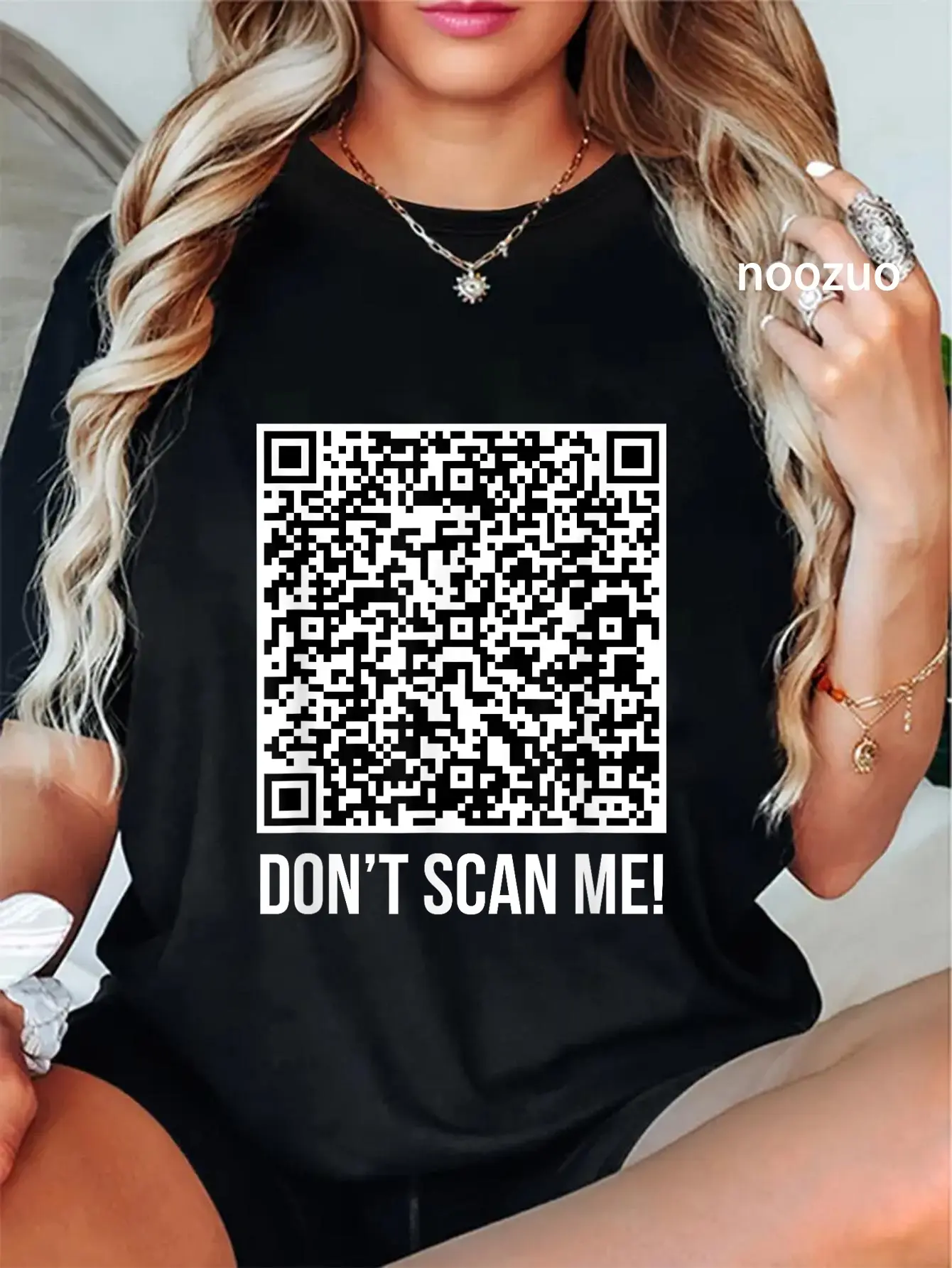100% Cotton Don't scan me! QR Scan Me Joke Funny Middle Finger T-Shirt