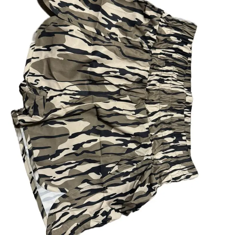 Women's Bottomland Camo Athletic Shorts, Quick-Dry Lightweight and Linerless Polyester Fabric for Workouts, Camouflage Print Shorts, Athletic Wear