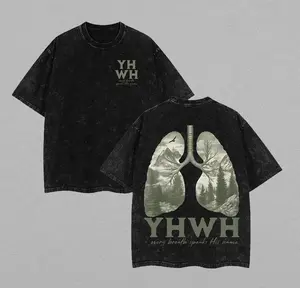 YHWH Christian Washed T-Shirt, Jesus Tee, Jesus Tshirt , Christian Apparel Streetwear Menswear Oversized Top Men and Women Menswear Tops , Gym Pump CoverValentine's Day