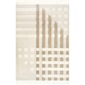 Cordelia Fragmented Stripes Tasseled Area Rug