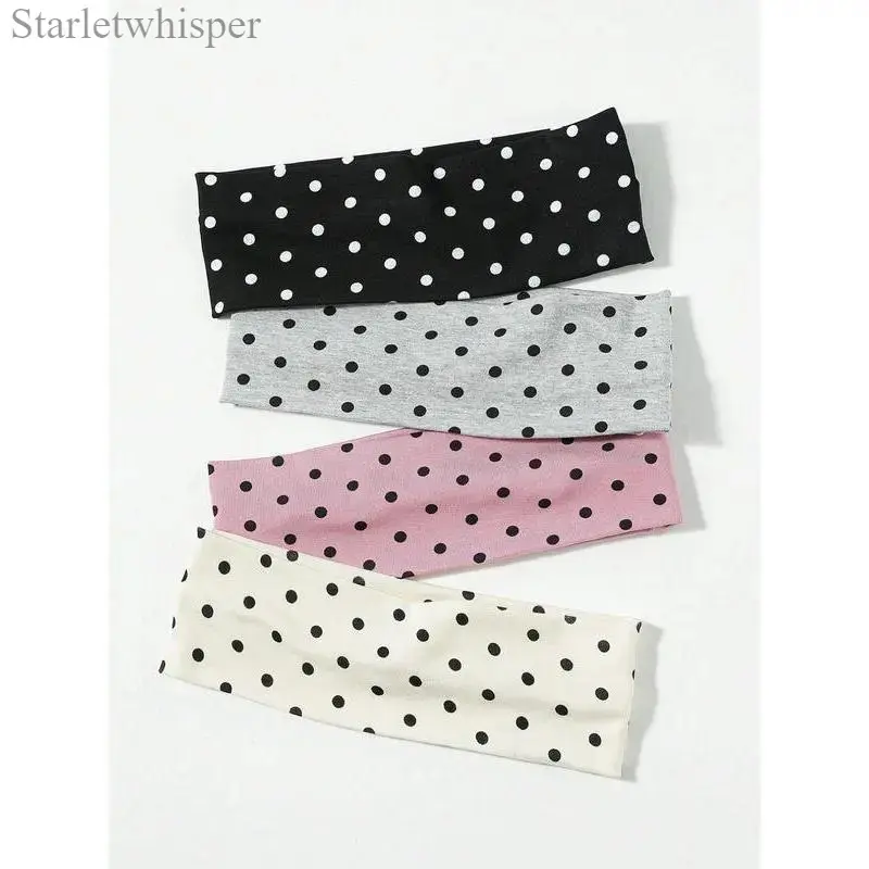 4-pack Polka Dot Pattern Hair Band, Casual Simple Hair Accessories for Women & Girls, Minimalist Headwear Suitable for Thick Hair