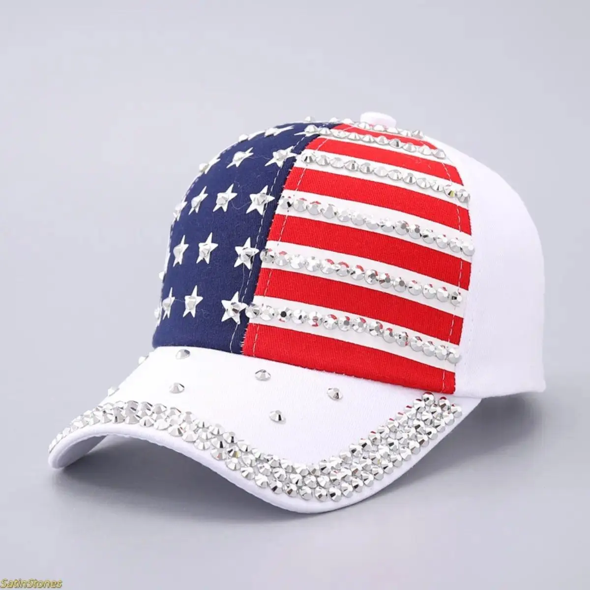 White color matching rhinestone flag