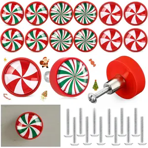 Christmas Peppermint Cabinet Knobs 12 Pcs Candy Themed Drawer Pulls with Screws for Holiday Kitchen Closet Decor Gift for Her