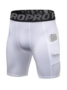 Men's Letter Print Pocket Sports Shorts, Breathable Comfortable Athletic Tight-fitting Sports Shorts for Gym Workout Running, Gym Shorts, Men's Sportswear for Spring & Fall, Training Cycling Shorts, Compression Shorts