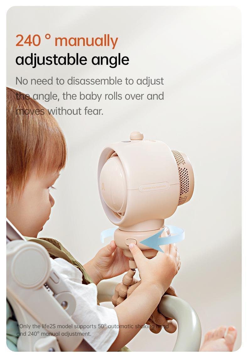 Jisulife Baby Stroller Fan Portable Large Battery Operated 100 Speeds Air Purify & Air Turbo Tech Bladeless Stroller Fan for Car Seat