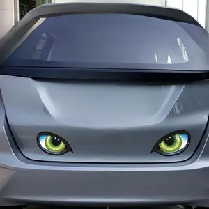 Two Vibrant Vehicle Stickers, Bright 3D Cat Eyes Gazing at You, Eye-Catching Car Decals, Unique Automotive Accessories