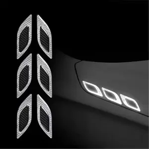 6Counts/Set Car Reflective Carbon Fiber Sticker 3D Car Styling Reflective Strips Night Safety Warning Reflector Tape Stickers Decal