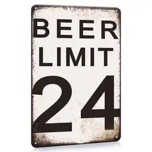 1pc 8x12inch,-Beer Limit 24 Metal Sign Bar Sign Metal Tin Plate Garage Sign Art Wall Decor For Man Cave Bar Pub Metal Posters Decor Accessories Retro Tin Plate