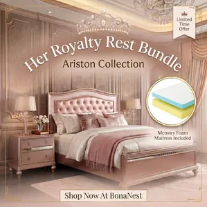 Ariston Contemporary Royalty Bundle with Bedframe, Nightstand & Memory Foam Mattress by FOA