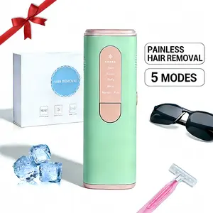 Home-use IPL laser hair removal device, features ice-cooling technology, effectively removes hair from the root, painless laser hair removal for both men and women, 5 adjustable settings, suitable for all body parts, fast shipping within the USA.