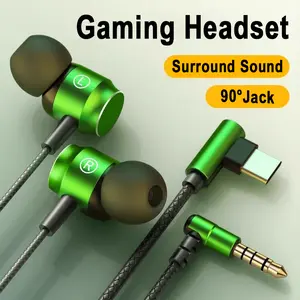 90° Jack Wired Gaming Headset HiFi Surround Sound with Mic 3.5mm & Type C for Samsung S24 23 iPhone 15 Music Headphones Green Smart Voice Assistant ENC underwater 8d swimming Wireless Trucker Bluetooth Quran Speaker LED Light ANC frame cleaner